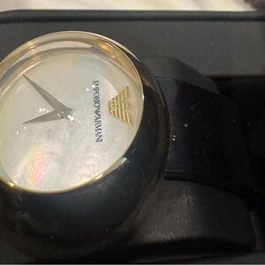 Emporio Armani Black and Gold Watch with Sleek Design
